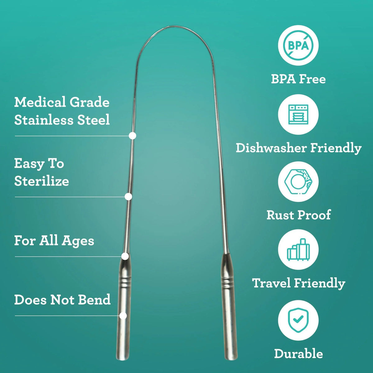U Shaped Stainless Steel Tongue Scraper – 2 Pack